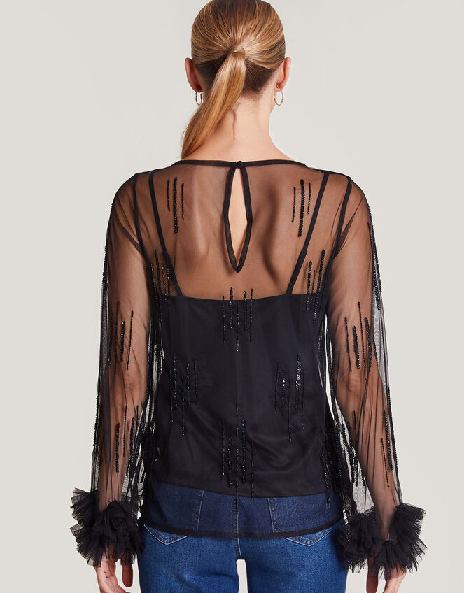 Carmen Corsage Top, Black (BLACK), large