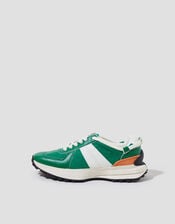 Tyra Faux Leather Trainers, Green (GREEN), large
