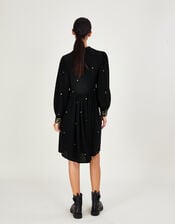 Nikki Embroidered Bib Dress, Black (BLACK), large
