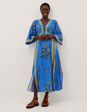 Aimee Floral Midi Kaftan Dress, Blue (BLUE), large