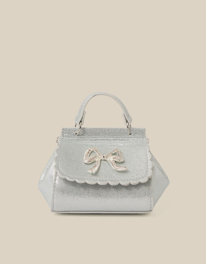 Elise Rhinestone Bow Metallic Bag, , large