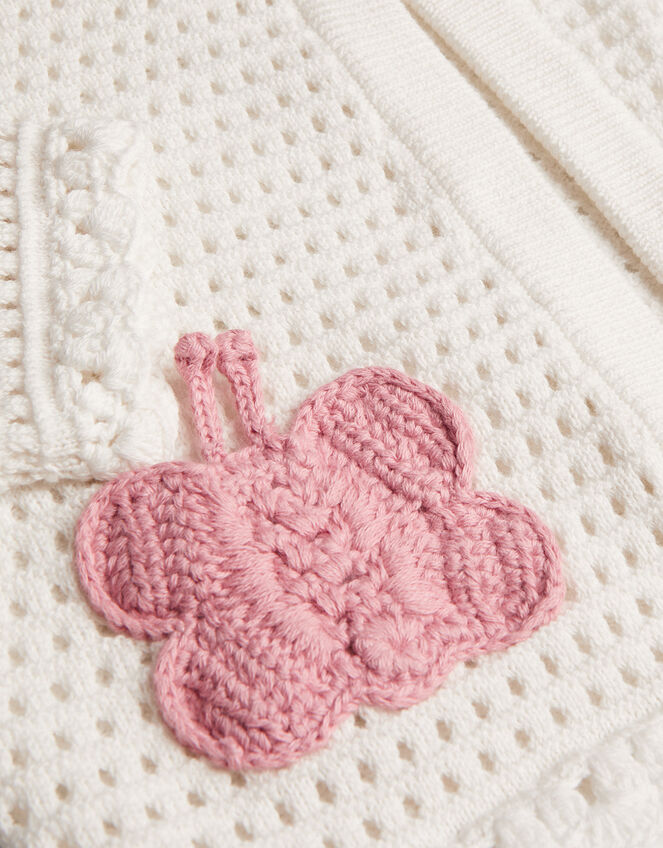 Baby Crochet Butterfly Cardigan Ivory Baby Girl Cardigans Monsoon UK.