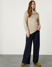 Cowl Neck Stitch Detail Longline Jumper, Camel (OATMEAL), large