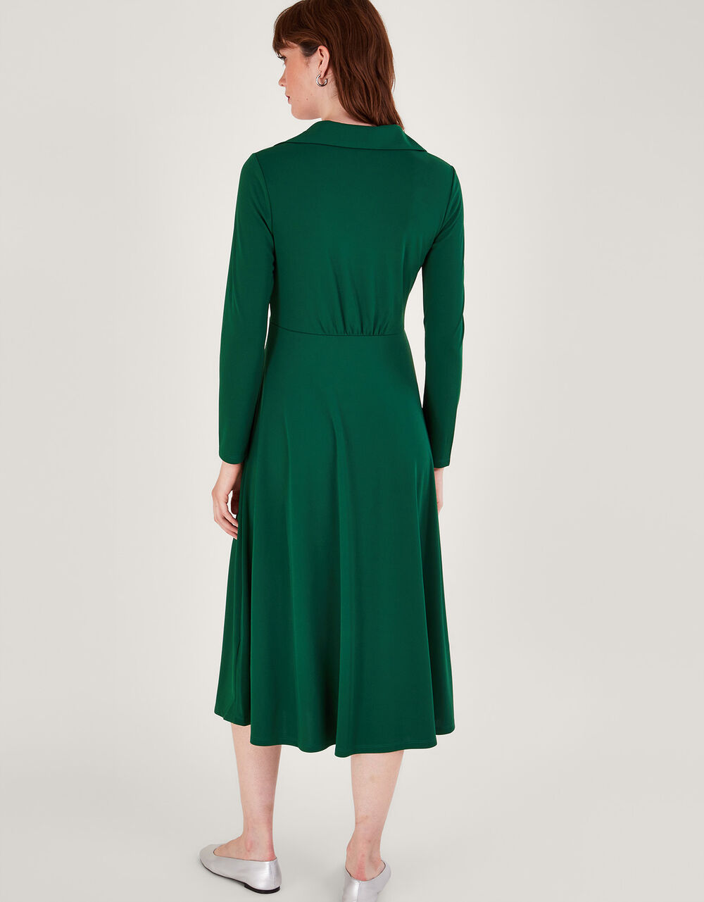 Collared Jersey Dress Green Midi Dresses Monsoon UK.