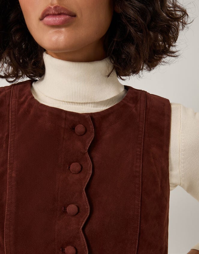 Rubi Sleeveless Scallop Midi Dress, Red (BURGUNDY), large