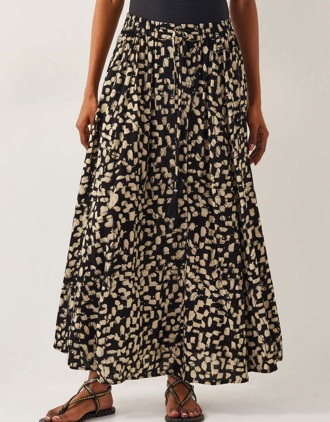 Ania Batik Print Maxi Skirt, Black (BLACK), large