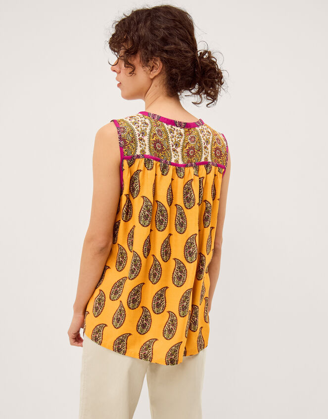 Magdalena Sleeveless Paisley Top, Yellow (YELLOW), large