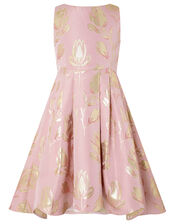 Tulip Jacquard Occasion Dress, Pink (PINK), large