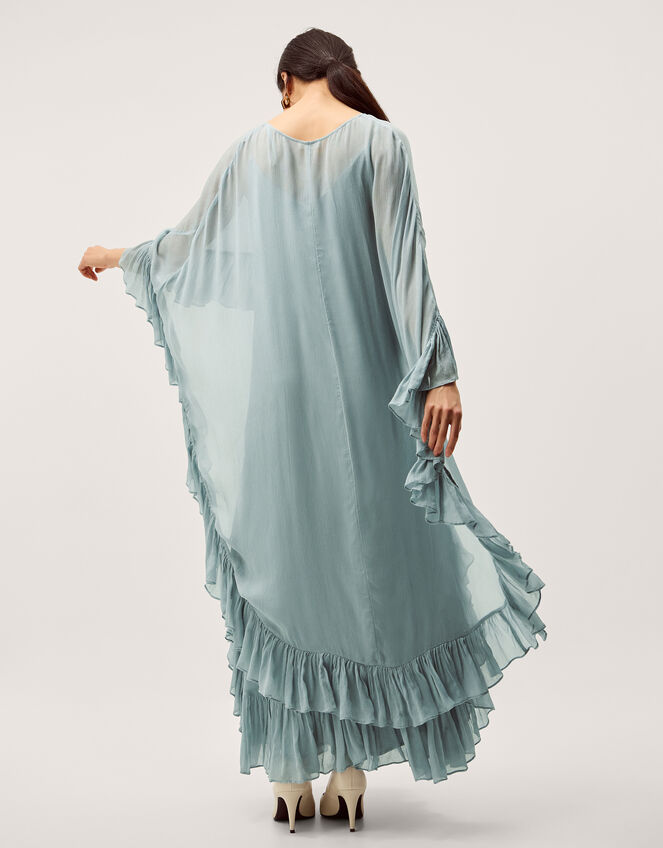Jodie Ruffle Cape Chiffon Maxi Dress Blue