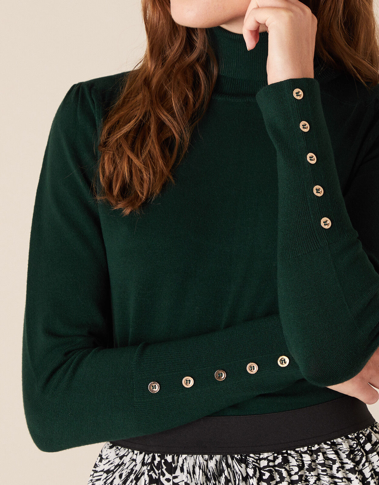 bottle green polo neck jumper