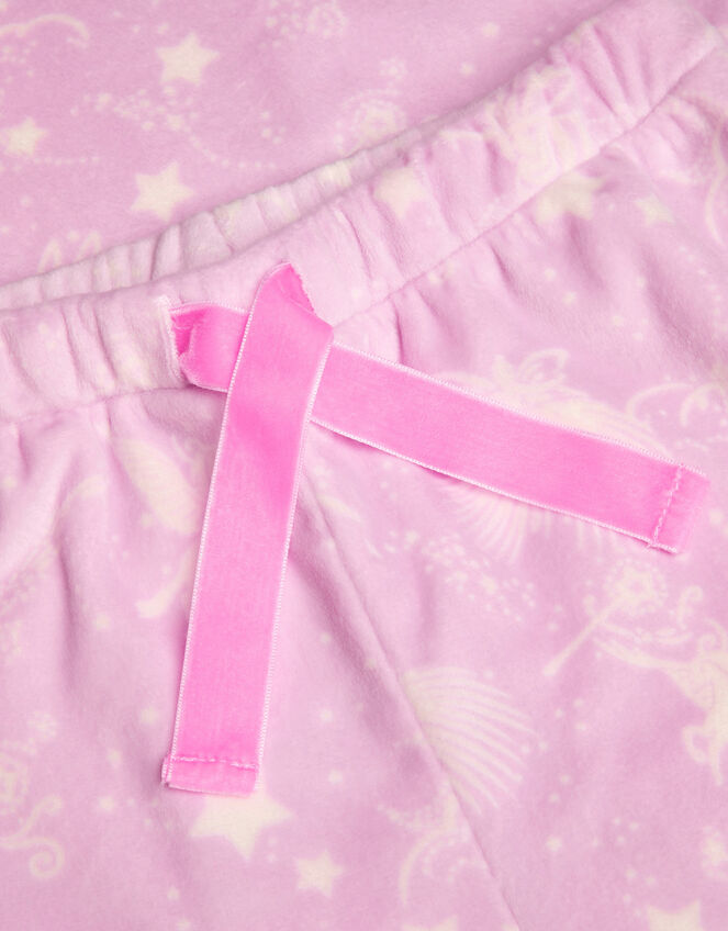 Velour Fairy Print Long Sleeve Pyjamas Set, Pink (PINK), large