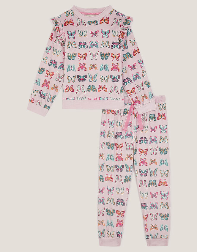 Butterfly Print Long Pyjamas Set, Pink (PINK), large