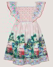 Resort Scene Smock Dress, Ivory (IVORY), large