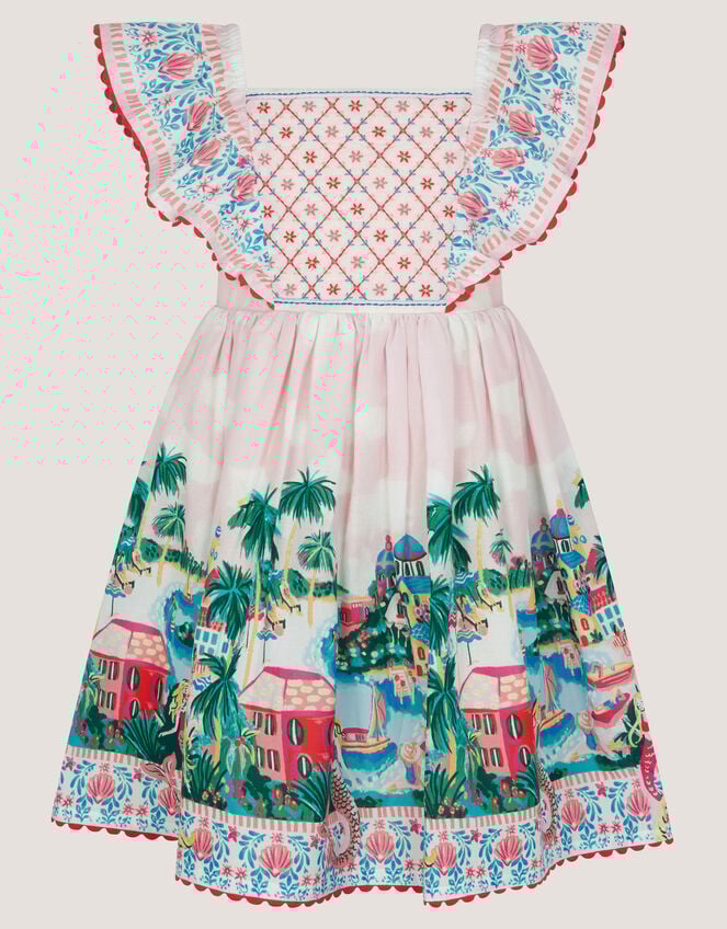 Resort Scene Smock Dress, Ivory (IVORY), large