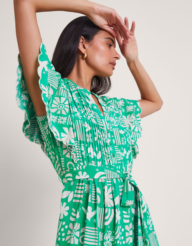 Dario Print Dress, Green (GREEN), large