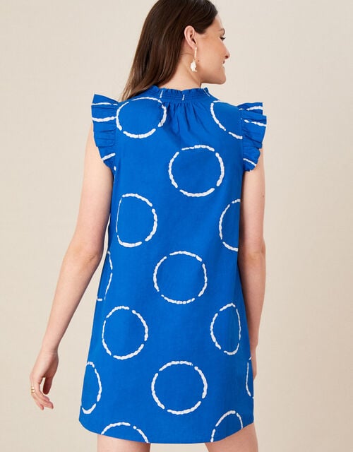 Tie Dye Poplin Dress, Blue (BLUE), large
