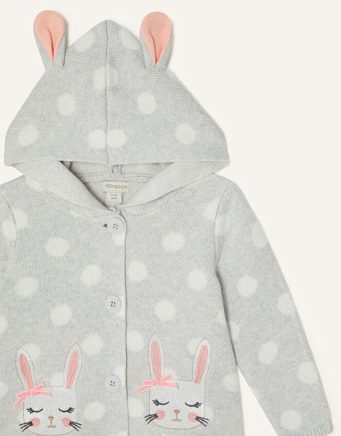 Baby Spot Bunny Cardigan , Grey (GREY), large