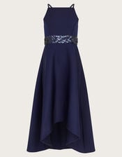 Sequin Scuba Prom Dress, Blue (NAVY), large