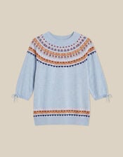 Fia Fair Isle Knit Jumper, Blue (BLUE), large