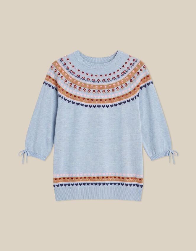 Fia Fair Isle Knit Jumper, Blue (BLUE), large