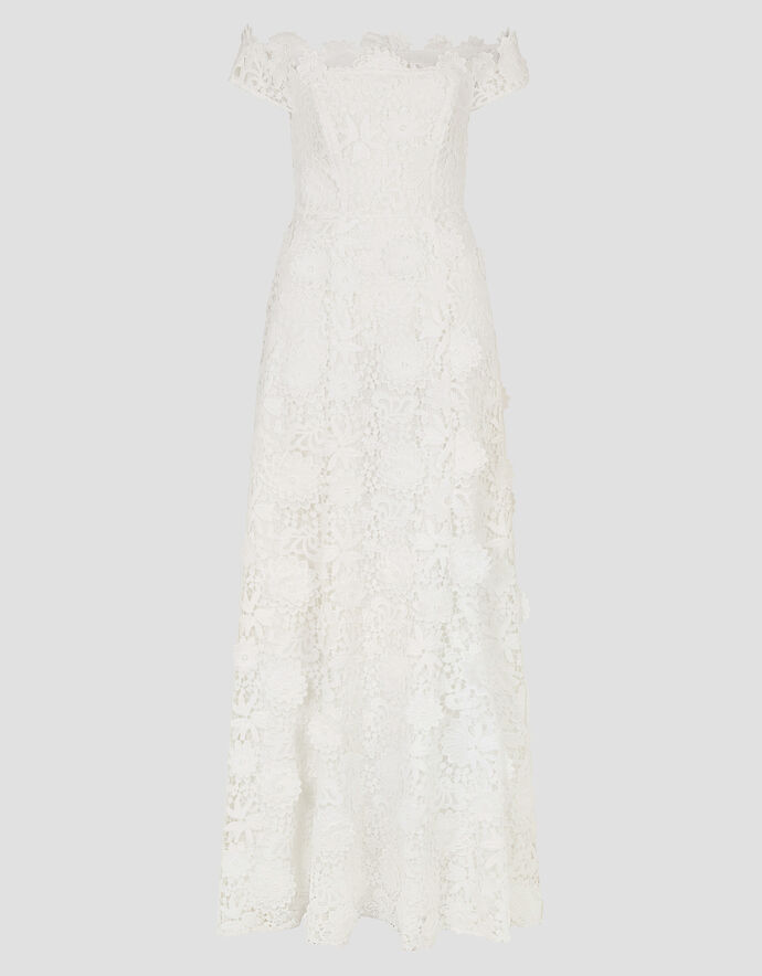 monsoon grace bardot midi wedding dress Monsoon, Miranda Bardot Bridal Midi Dress Ivory Wedding Dress Save 35%