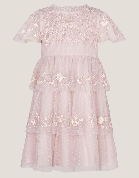 Baby Sophie Embroidered Polka Dot Tulle Dress, Pink (PINK), large