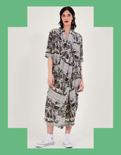 One Hundred Stars Ancient Columns Print Rachel Dress, Grey (CHARCOAL), large