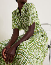 Emilia Print Midi Shirt Dress, Green (GREEN), large