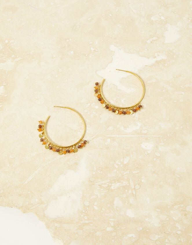 Gold-Plated Tassel Colour Hoop Earrings, , large
