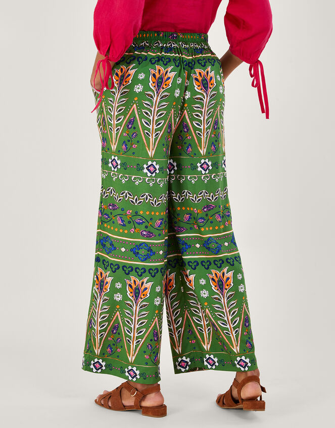 Loose Print Trousers in LENZING™ ECOVERO™ Green