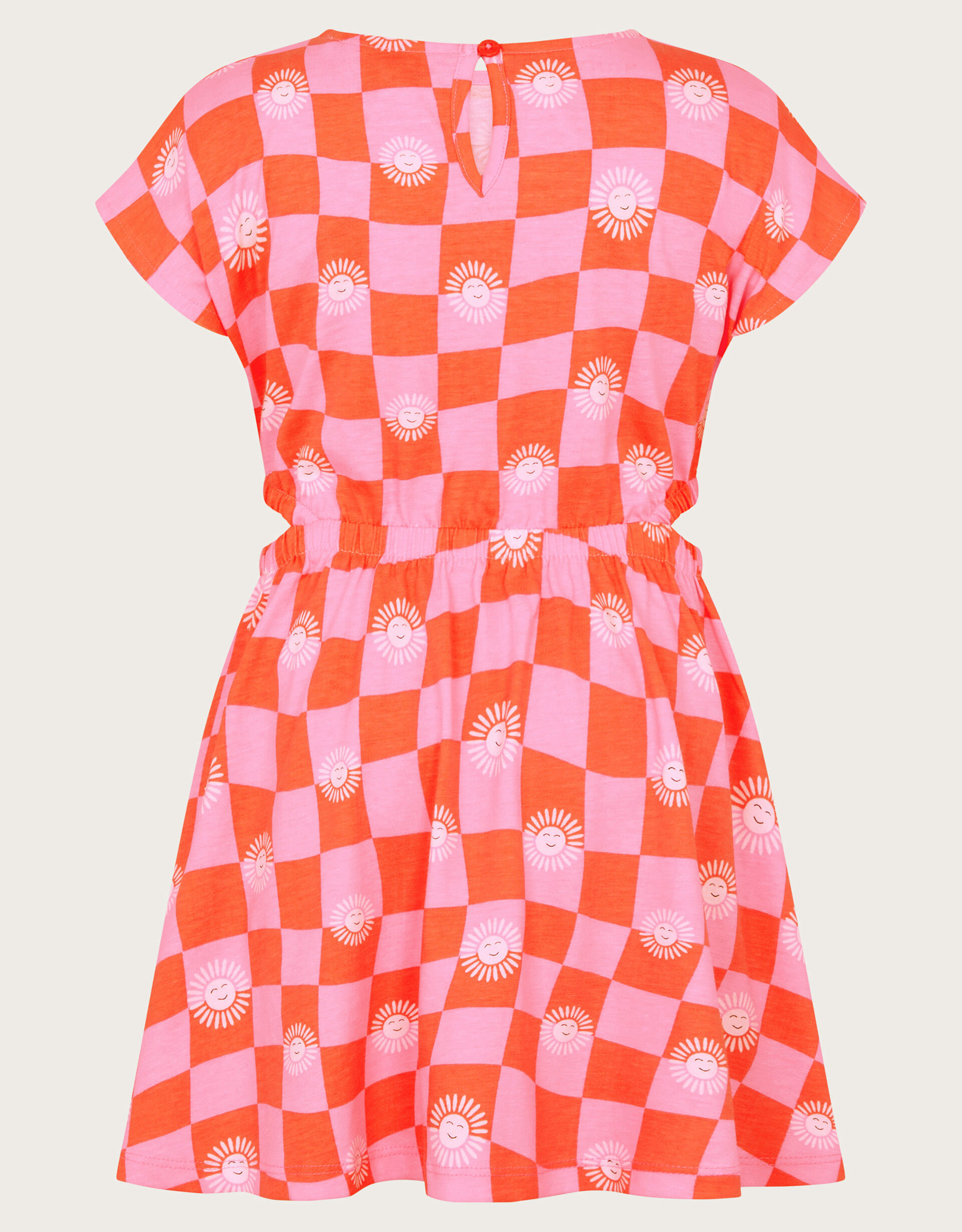 Cut Out Checkerboard Sundress Orange