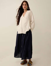 East Romana Hand-Chikankari Embroidered Top, White (WHITE), large