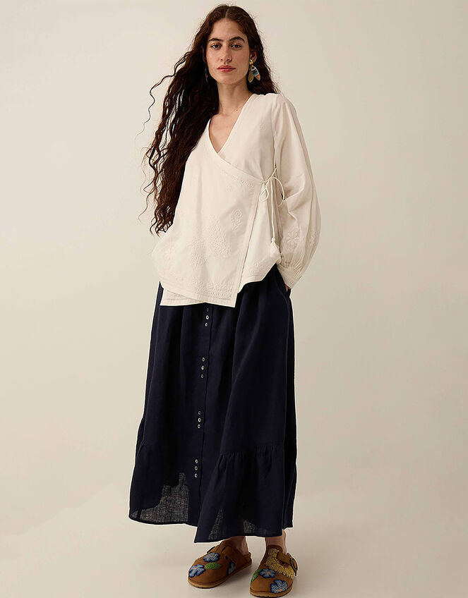 East Romana Hand-Chikankari Embroidered Top, White (WHITE), large