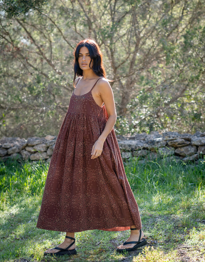 Lyrical Sisters Vidhi Print Maxi Dress, Brown (BROWN), large