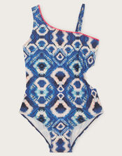 Batik Cut-Out Swimsuit, Blue (BLUE), large