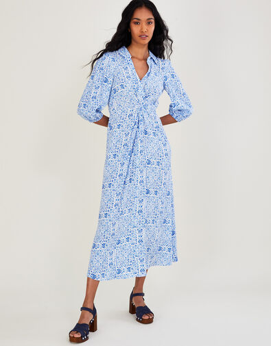 Josephine Geometric Print Midi Dress, Blue (BLUE), large