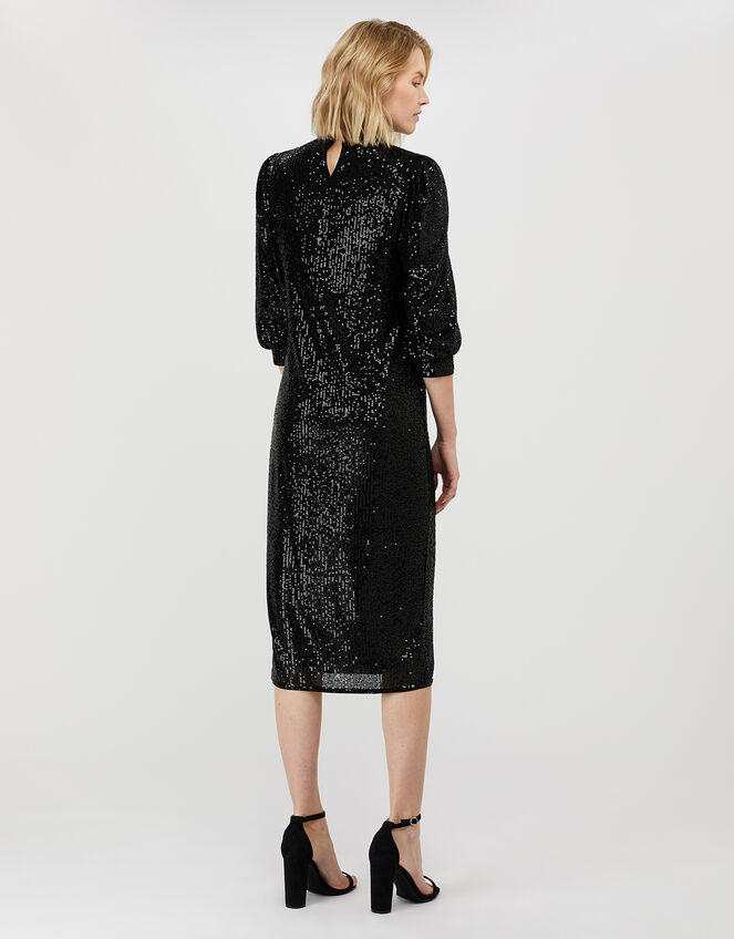 Kalila All-Over Sequin Midi Dress, Black (BLACK), large