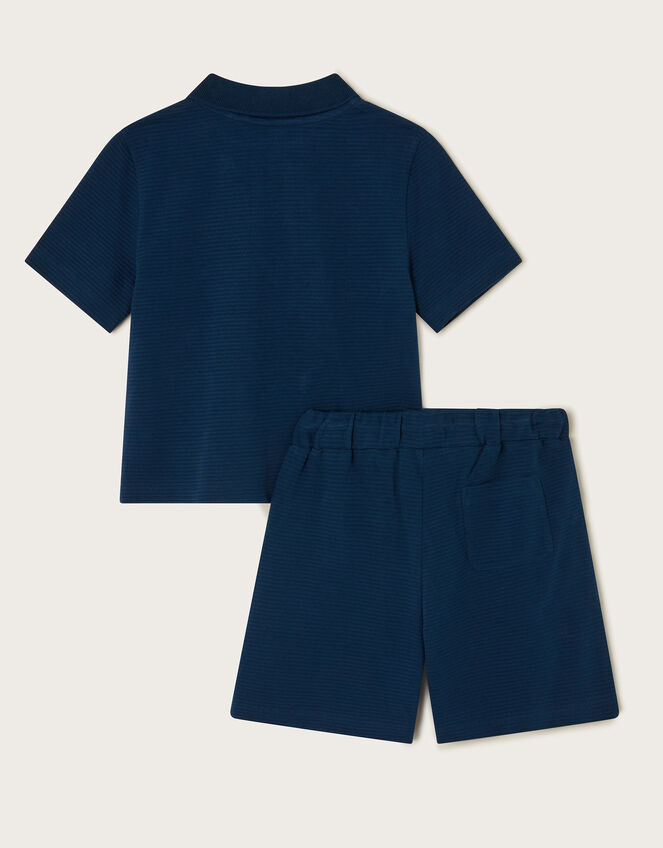 Jersey Polo Shirt and Shorts Set, Blue (BLUE), large