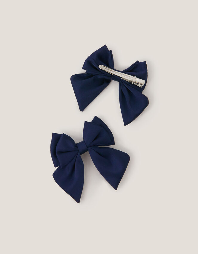 2-Pack School Bow Hair Clips, Blue (NAVY), large