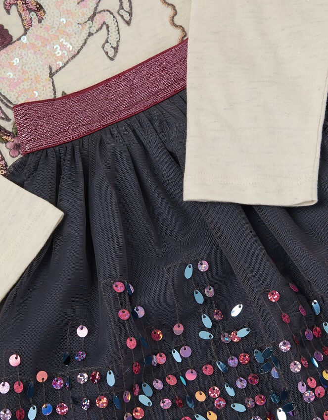 Cosmic Stamp Unicorn Top & Skirt Set, Purple (PURPLE), large