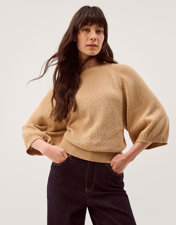 Codie &frac34; Sleeve Jumper, Brown (TOFFEE), large