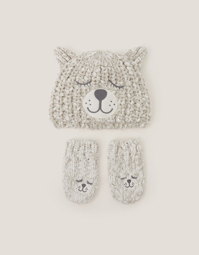 Baby Bear Hat & Mitten Set, Grey (GREY), large