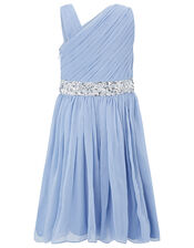 One-Shoulder Sequin Dress, Blue (PALE BLUE), large