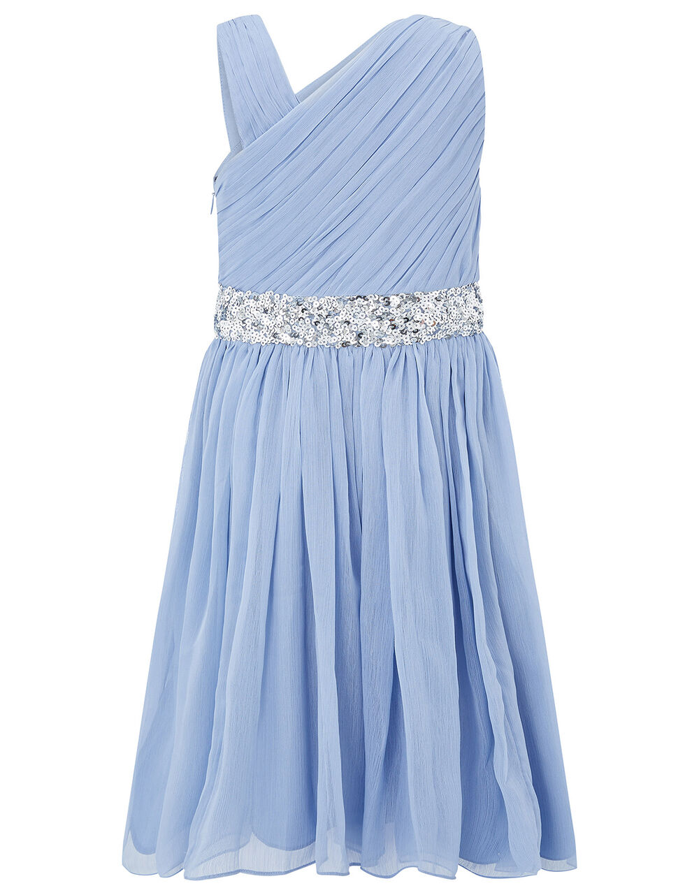 One-Shoulder Sequin Dress Blue | Girls' Dresses | Monsoon UK.