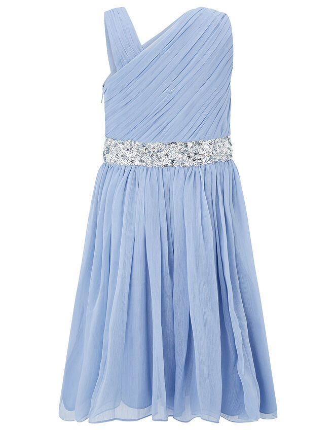 One-Shoulder Sequin Dress, Blue (PALE BLUE), large
