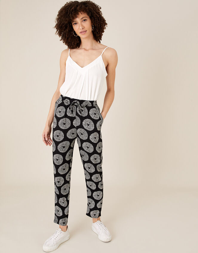 ARTISAN STUDIO Circle Print Trousers, Black (BLACK), large