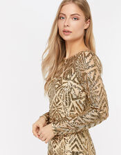 Carlita Sequin Maxi Dress, Gold (GOLD), large