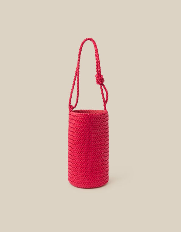 Marnie Woven Faux Leather Shoulder Bag, Red (RED), large