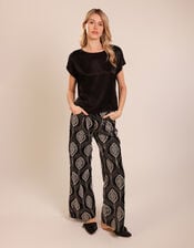 Traffic People Lulu Print Wide Leg Trousers, Black (BLACK), large