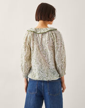 Delma Pintuck Floral Frilly Blouse, Ivory (IVORY), large